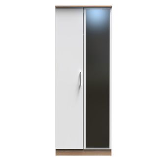 Welcome Furniture Milan Ready Assembled Wardrobe with 2 Doors and Mirror - White Matt / Oak - Welcome Furniture | TJ Hughes