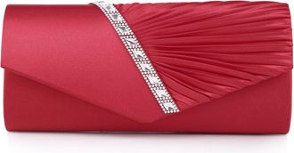 Damara Elegant Rhinestone Womens Evening Bag Handbag, red, Large