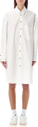Palm Angels White Logo Shirt Collar Dress