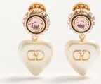 Valentino Garavani VLogo Signature Earrings In Metal, Enamel, Pearls And Crystals Wo