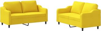 vidaXL Juego de sofás con cojines 2 piezas tela amarillo claro vidaXL