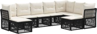 vidaXL Conjunto De Sof&aacute;s De Jard&iacute;n 9 Uds. Negro Rat&aacute;n Sint&eacute;tico Vidaxl