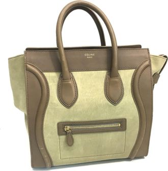 Celine Beige Brown Leather Handbag Tote Bag (Pre-Owned)