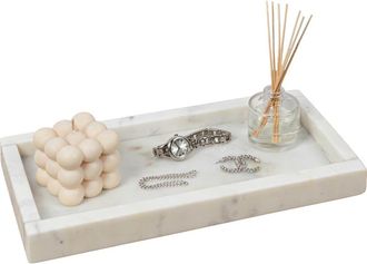 Happimess Luxe Stone Classic Minimalist Rectangular Marble Bathroom Countertop Tray in White Marble at Nordstrom