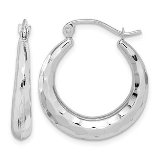 Diamond2Deal 10k Gold Polished & Diamond Cut Fancy Hoop Earrings
