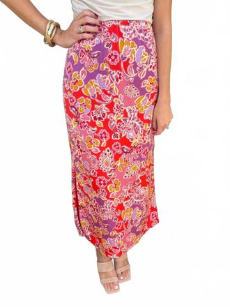 Dress Forum Floral Print Midi Skirt In Pink Multi