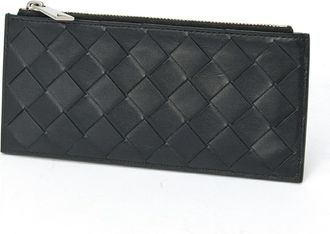Bottega Veneta Black Green Leather Coin Purse/Coin Case (Pre-Owned)