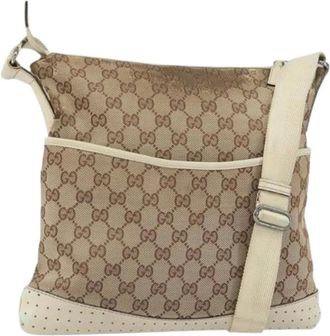 Gucci Pre-owned Cross Body Bags, female, Beige, Size: ONE SIZE Pre-owned Vintage Canvas Crossbody Bag