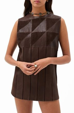 Versace Leather Patchwork Minidress in Burnt at Nordstrom, Size 4 Us