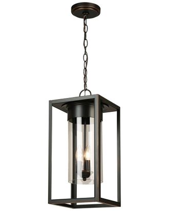 Eglo Eglo Walker Hill 3 Light Outdoor Pendant With Oil Rubbed Bronze Finish & Clear Glass