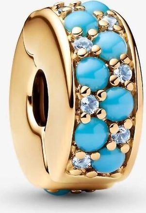 Pandora Womens Aqua Clip Charm In Blue/gold