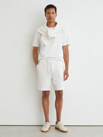 Reiss White Textured Drawstring Shorts, Xxl