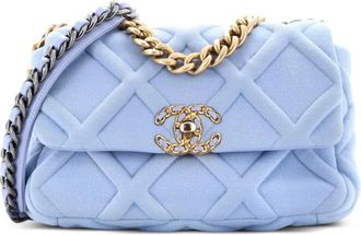 Chanel 19 Flap Bag Quilted Jersey Medium crossbody bag - Blu