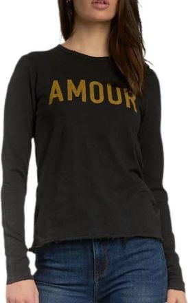 Elan Nina Amour Long Sleeve Shirt In Faded Black
