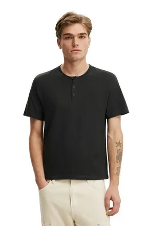 Cotton On Mens Fitted Henley T-Shirt in Washed Black at Nordstrom, Size X-Large