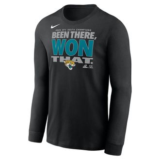 Nike Jacksonville Jaguars 2025 AFC South Champions Trophy Collection Nike Mens NFL Long-Sleeve T-Shirt in Black | NKAC00A9NZ-KZ5