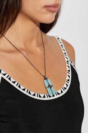 Versace Necklace With Stone, Womens, Silver