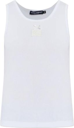 Dolce & Gabbana Sleeveless Tops, female, White, Size: XS Appliqu&eacute; Cotton Sleeveless Top