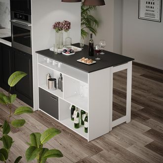 Vicco Tavolo Bar Alto Dominic, Antracite/bianco, 116 X 37 Cm 4x Scomparti Aperti E 1x Porta Vicco