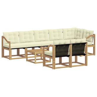 vidaXL Conjunto De Sof&aacute;s De Exterior Con Coj&iacute;n 9 Pcs Blanco Y Crema Vidaxl