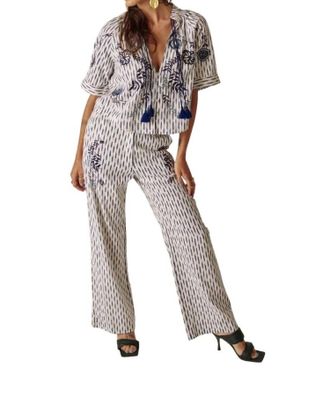 Carolina K Lapis Pants In Ikat Blue