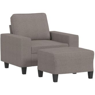 vidaXL Sill&oacute;n Con Taburete Tela Gris Taupe 60 Cm Vidaxl