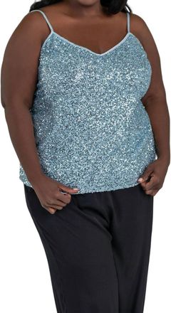 Never Fully Dressed Sequin Top In Sky Blue