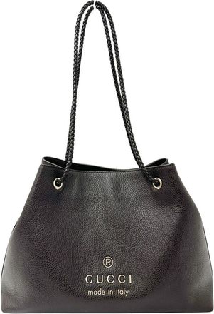 Gucci Dark Brown Leather Handbag Tote Bag (Pre-Owned)