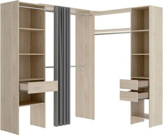 Dmora Dmora - Gran Armario Bazena, Muebles de dormitorio, Vestidor, Armario de ropa, 214x141 h205 cm, Roble