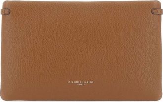 Gianni Chiarini Accessoires, Dames, Beige, ONE Size, Leer, Hermy Gekornerde Leren Clutch Tas