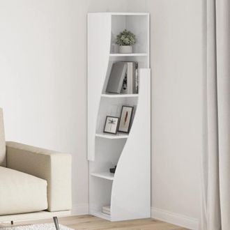 vidaXL vidaXL Mobile angolare Bianco Lucido 32x32x140cm Legno multistrato