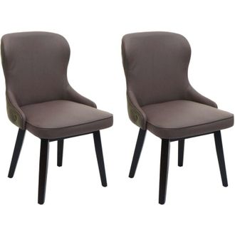 Hhg Set 2x sedie poltroncine sala pranzo HHG-713 86x53x53cm legno tessuto verde scuro e grigio