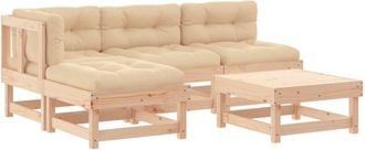 vidaXL Vidaxl - Juego De Muebles De Jard&iacute;n 5 Piezas Y Cojines Madera Maciza