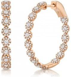 Allurez Diamond Halo Style Inside Out Hoop Earrings 14k Rose Gold (1.58ct)
