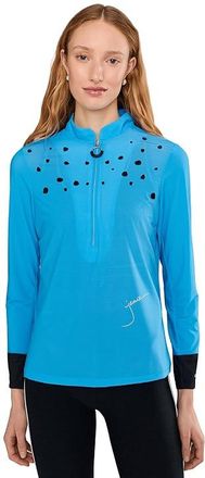 Jamie Sadock Raindrops Print Long Sleeve Sunsense Top Womens Clothing Bonamassa Blue : 2XL, Polyester/Spandex