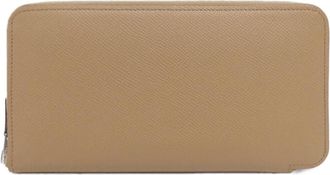 Herm&egrave;s Brown Epsom Leather Silk Long Wallet (Bi-Fold) (Pre-Owned)