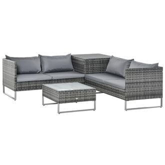 OUTSUNNY Muebles jard&iacute;n rat&aacute;n 132x69x64 cm gris