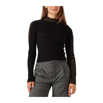 Rosemunde Elegante Kantentop voor Stijlvolle Vrouwen - Dames - Longsleeves - Zwart - XS - Wol - Tops