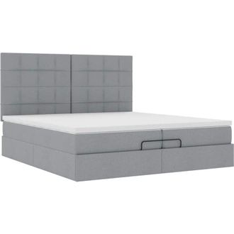 vidaXL Estructura De Cama Otomana Colchones Tela Gris Claro 200x200cm Vidaxl