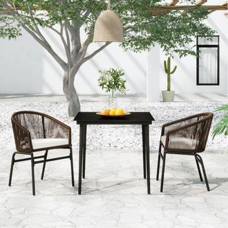 vidaXL Juego De Comedor De Jard&iacute;n 3 Piezas Marr&oacute;n Vidaxl
