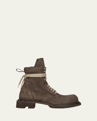 Rick Owens Mens Low Army Gabe Leather Lace-Up Ankle Boots