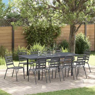 vidaXL Conjunto De Comedor De Jard&iacute;n 11 Pcs Antracita Acero Vidaxl