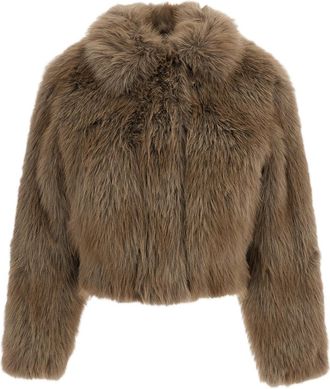 Stand Studio Grey Lena Cropped Faux-Fur Jacket