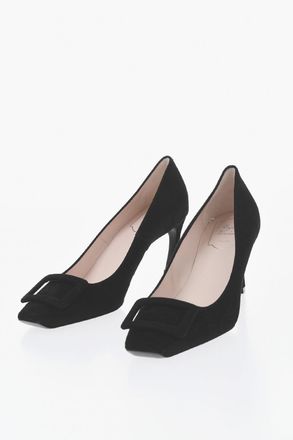 Roger Vivier Solid-Color Suede Pumps, 8 cm Heel Roger Vivier