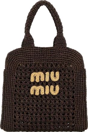 Miu Miu Borsa tote alluncinetto in rafia - Marrone