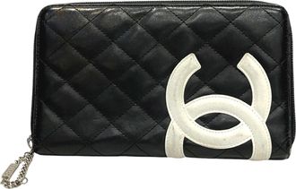 Chanel Black Leather Long Wallet (Bi-Fold) (Pre-Owned)
