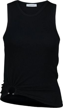 Paco Rabanne Tanktop met kenmerkende piercing - Dames - Tops zonder mouwen - Zwart - XS - Katoen - Tops