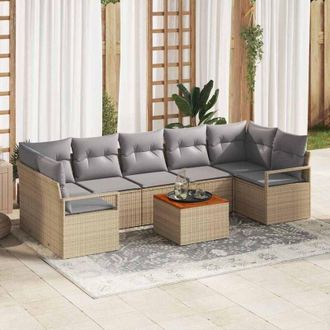 vidaXL Conjunto De Sof&aacute; De Jard&iacute;n 8 Pcs Beige, Gris Claro Vidaxl