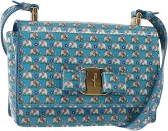 Ferragamo Pre-owned Canvas Schoudertas - unisex - Vintage Schoudertas - Blauw - ONE Size - Vintage