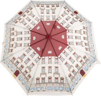 Moschino Folding Umbrella With Print, Unisex, White